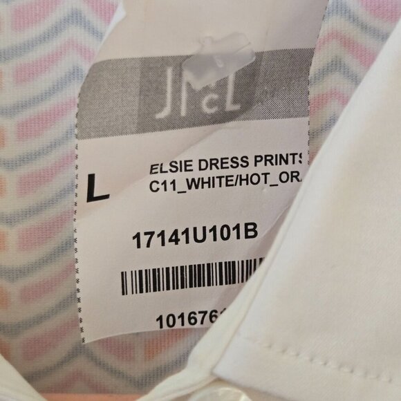 J. Mclaughlin NWT Elsie Dress White Hot Orange Pink Catalina Cloth Size L Design - Picture 4 of 7